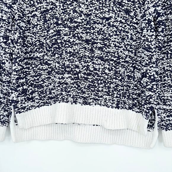 Rag & Bone Marley Chunky Knit Cropped Crew Neck Sweater Navy Blue/ White - Picture 5 of 12